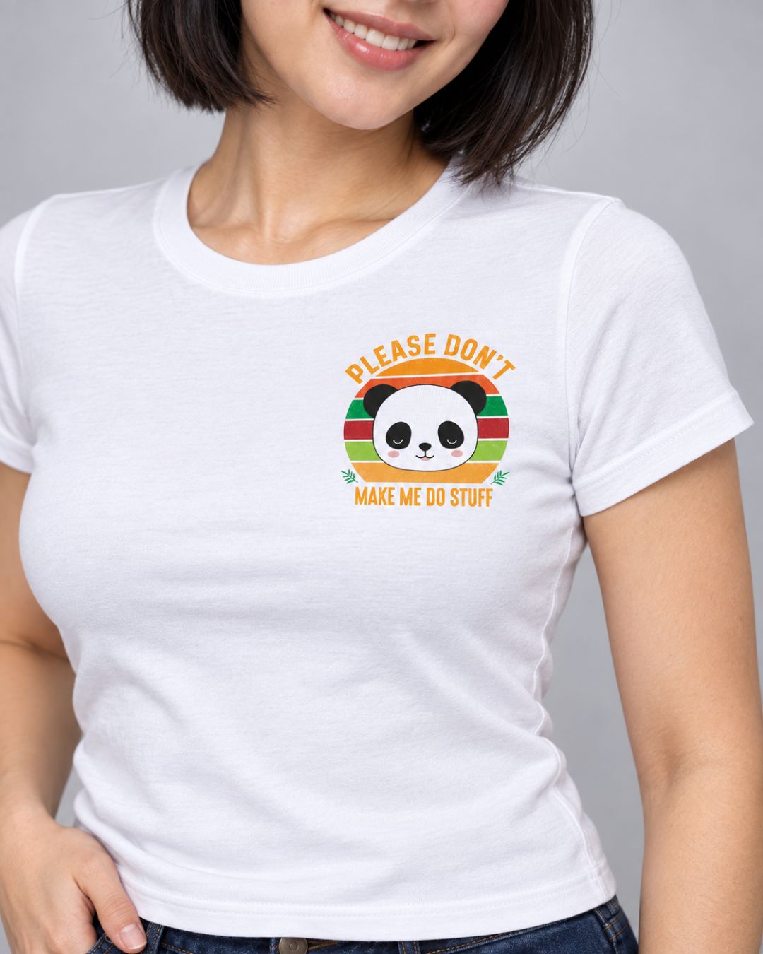Baby Look Feminina Panda Frente e Costas