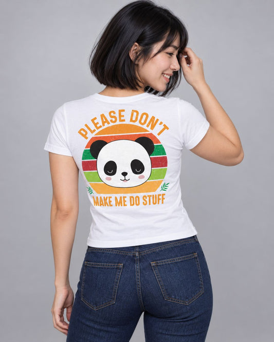 Baby Look Feminina Panda Frente e Costas