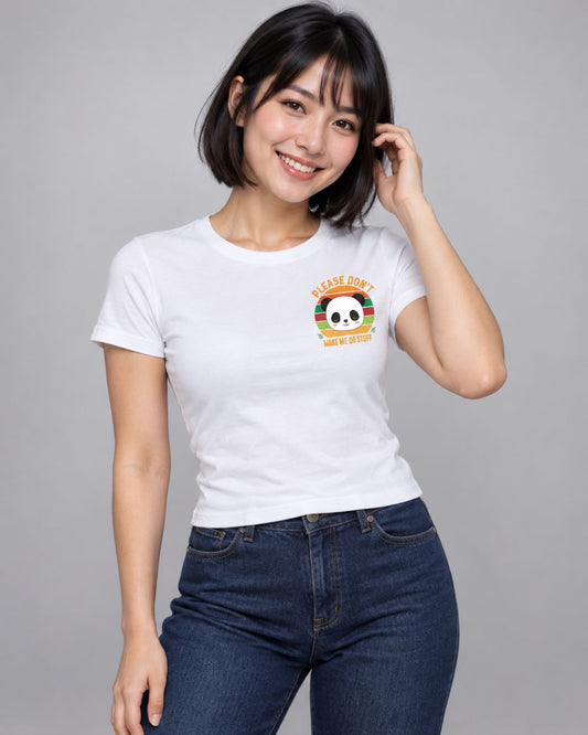 Baby Look Feminina Panda Frente e Costas