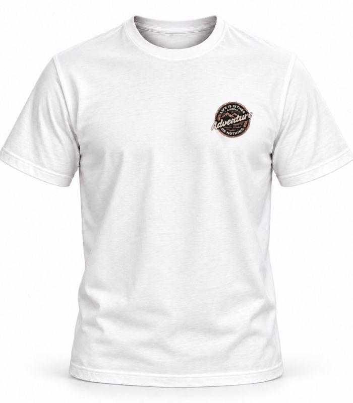 Camiseta Masculina Adventure Estampa Frente e Costas