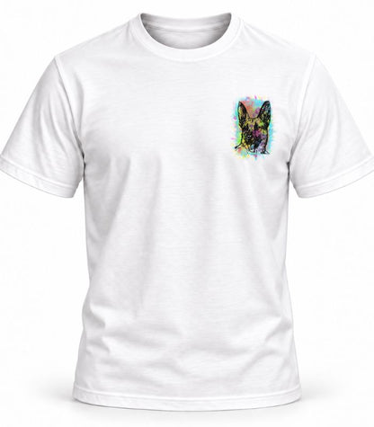 Camiseta Masculina Pastor Alemão Neon Estampa Frente e Costas