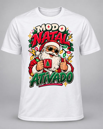 Camiseta Modo Natal Ativado – Adulto e Infantil